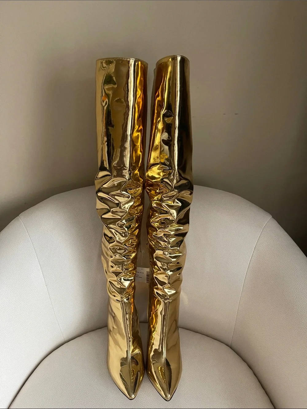 INC International Concepts Metallic Gold Over-the-Knee Pointed Stiletto Boots